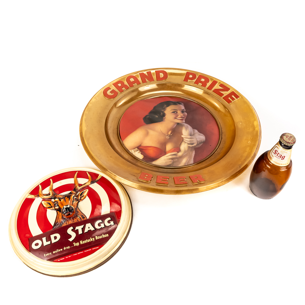 Vintage Grand Prize Beer, Old Stagg Signs