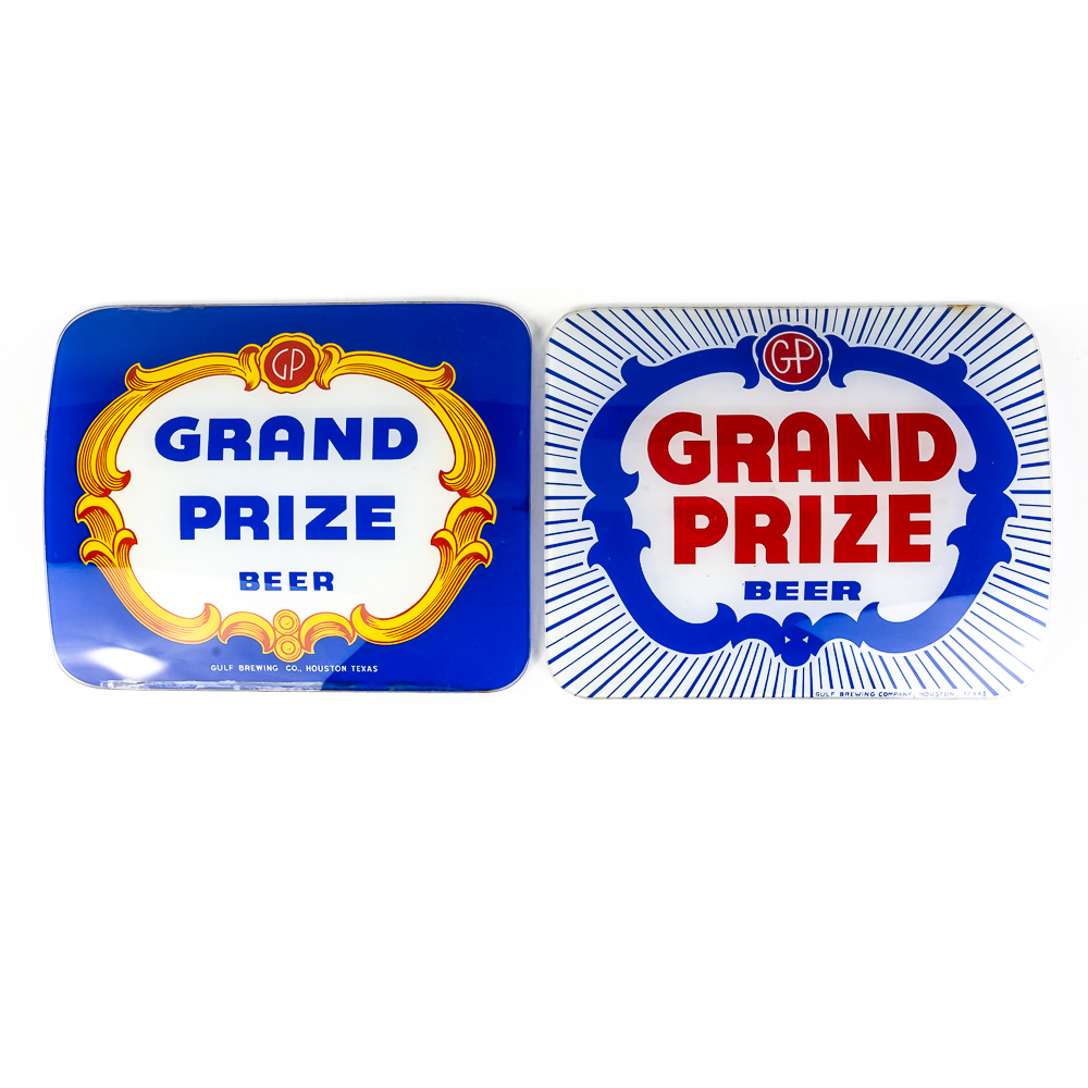 (2) Vintage Grand Prize Beer Glass Faces