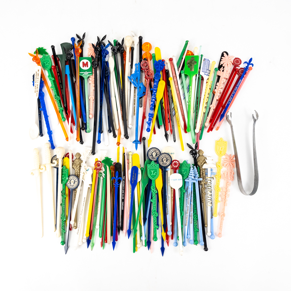 Large Assortment of Vintage Swizzle Sticks