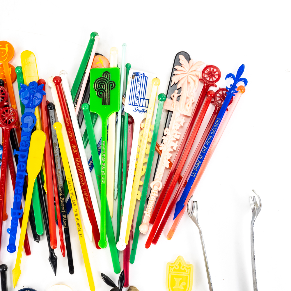Large Assortment of Vintage Swizzle Sticks