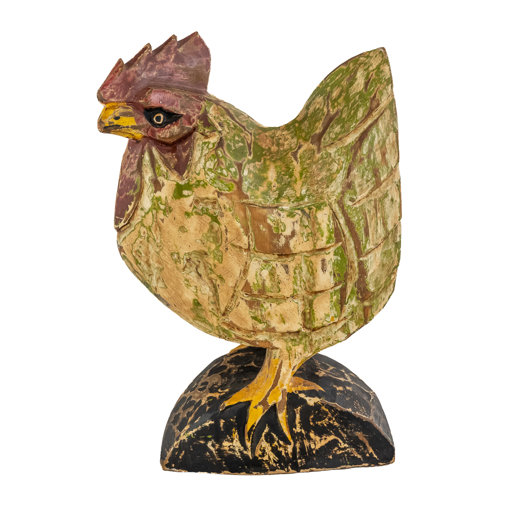 Vintage Hand-Carved, Hand-Painted Wooden Rooster
