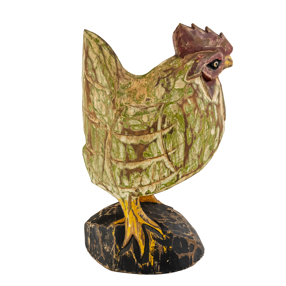Vintage Hand-Carved, Hand-Painted Wooden Rooster