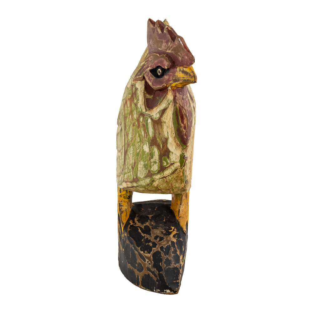 Vintage Hand-Carved, Hand-Painted Wooden Rooster