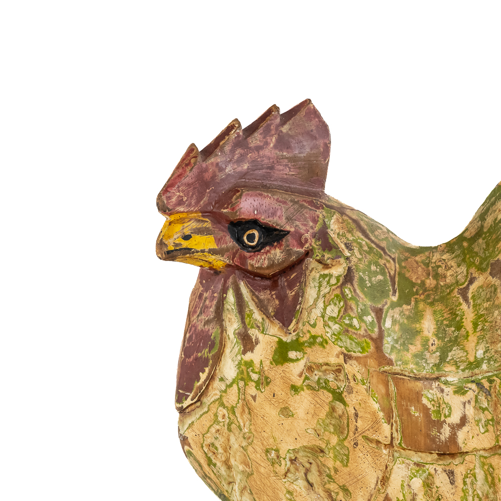 Vintage Hand-Carved, Hand-Painted Wooden Rooster