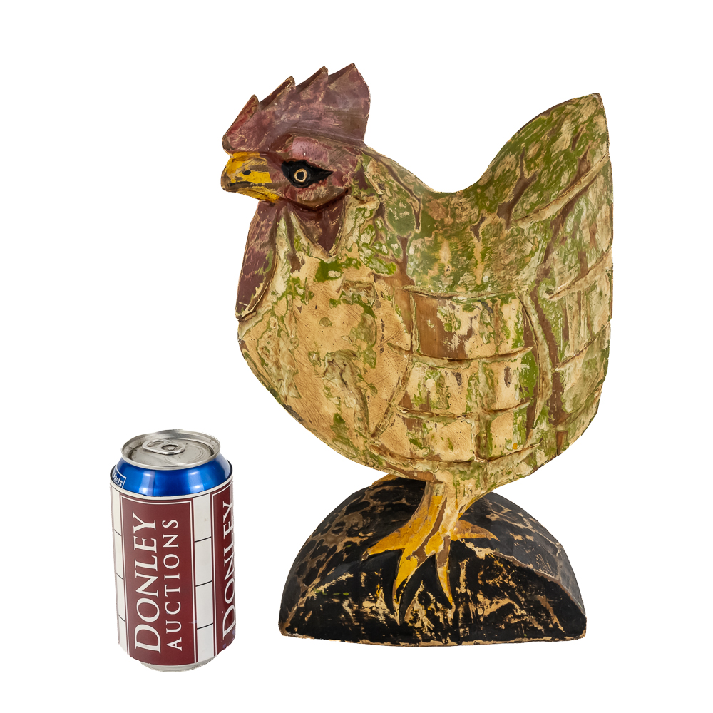 Vintage Hand-Carved, Hand-Painted Wooden Rooster