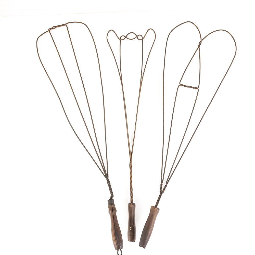 (3) Vintage Primitive Wire Rug Beaters
