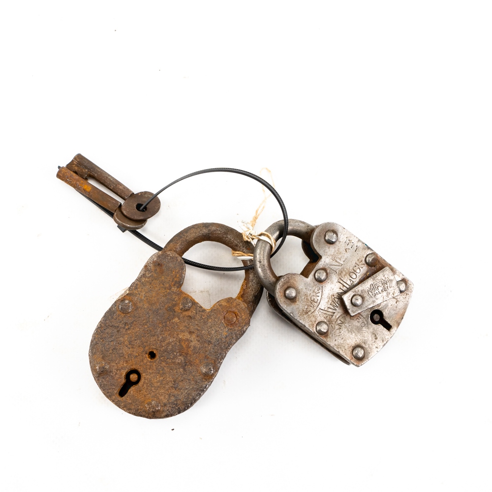 (2) Antique/Vintage Industrial Iron Padlocks