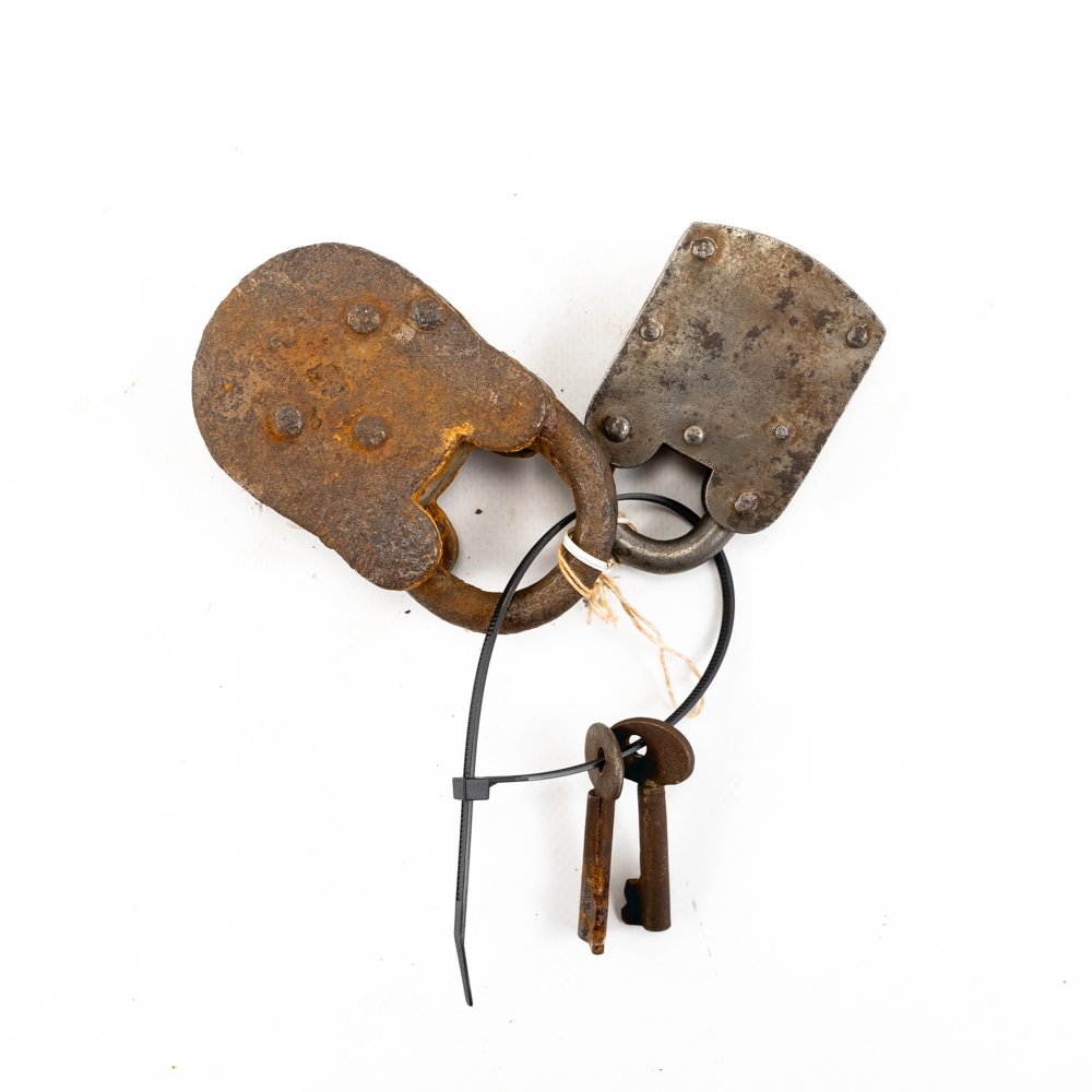 (2) Antique/Vintage Industrial Iron Padlocks