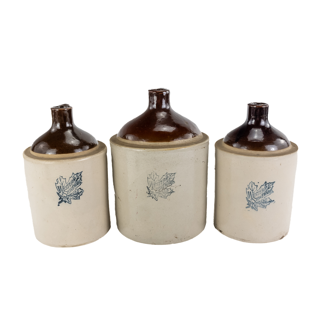 (3) Western 1/2 & 1-Gallon Stoneware Jugs