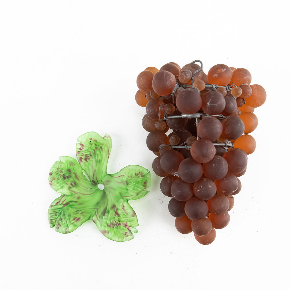 Slag Glass Shade, 5 yds Fringe, Grape Clusters