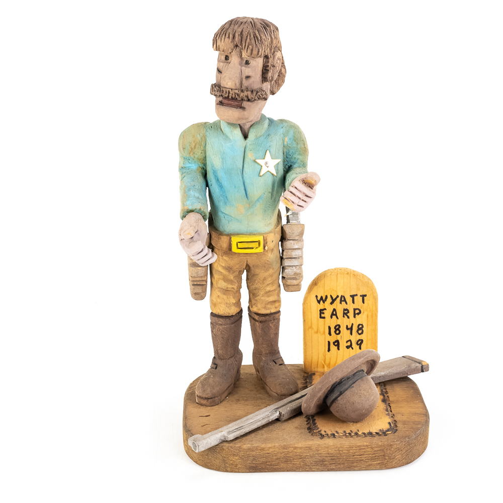 Hand-Carved Wooden Folk Art - Wyatt Earp