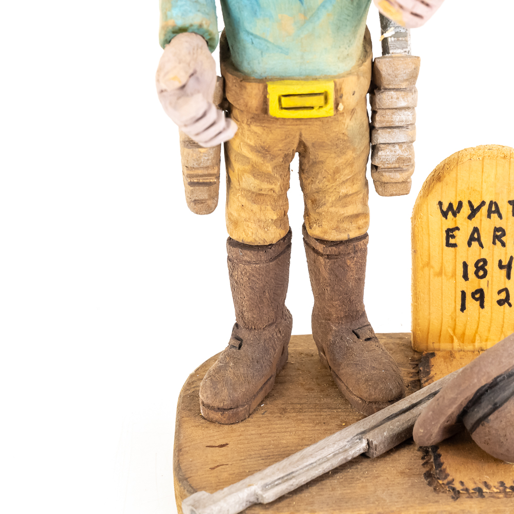 Hand-Carved Wooden Folk Art - Wyatt Earp