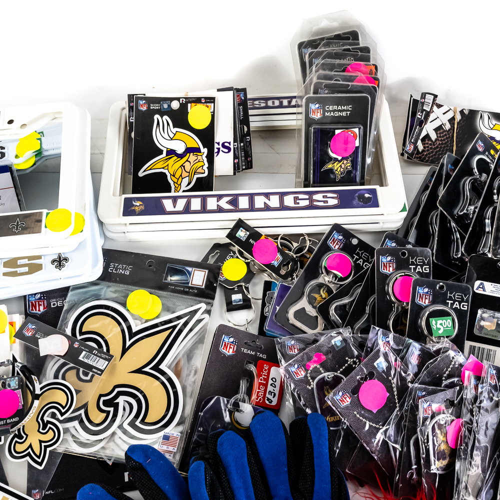 Collection of Assorted NFL NCAA Licensed Fan Gear+