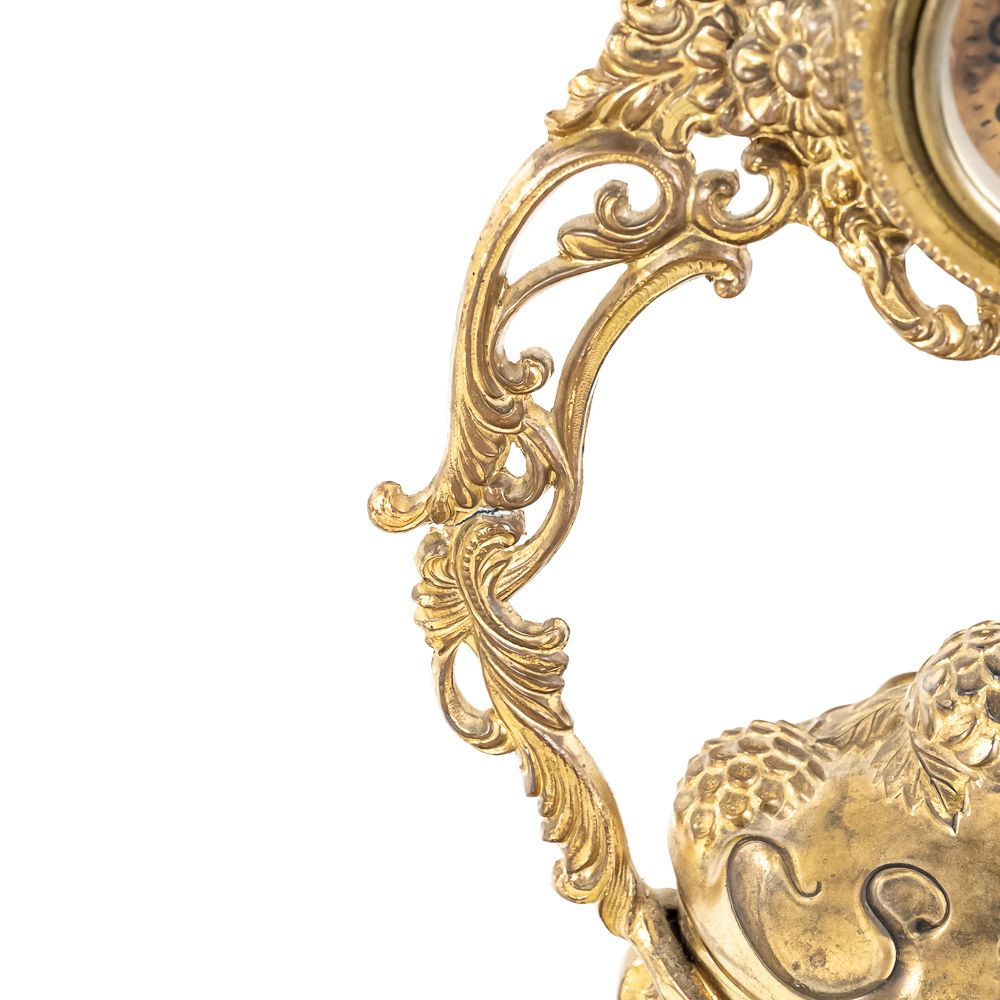 Antique Gilt Cast Metal Jewelry Box Clock
