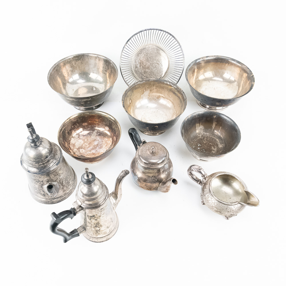 (10) Piece Silver Plate Holloware Collection