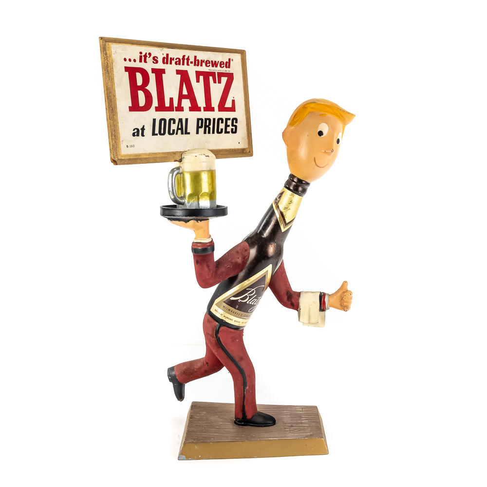 Vintage Blatz Beer Running Waiter Display Statue