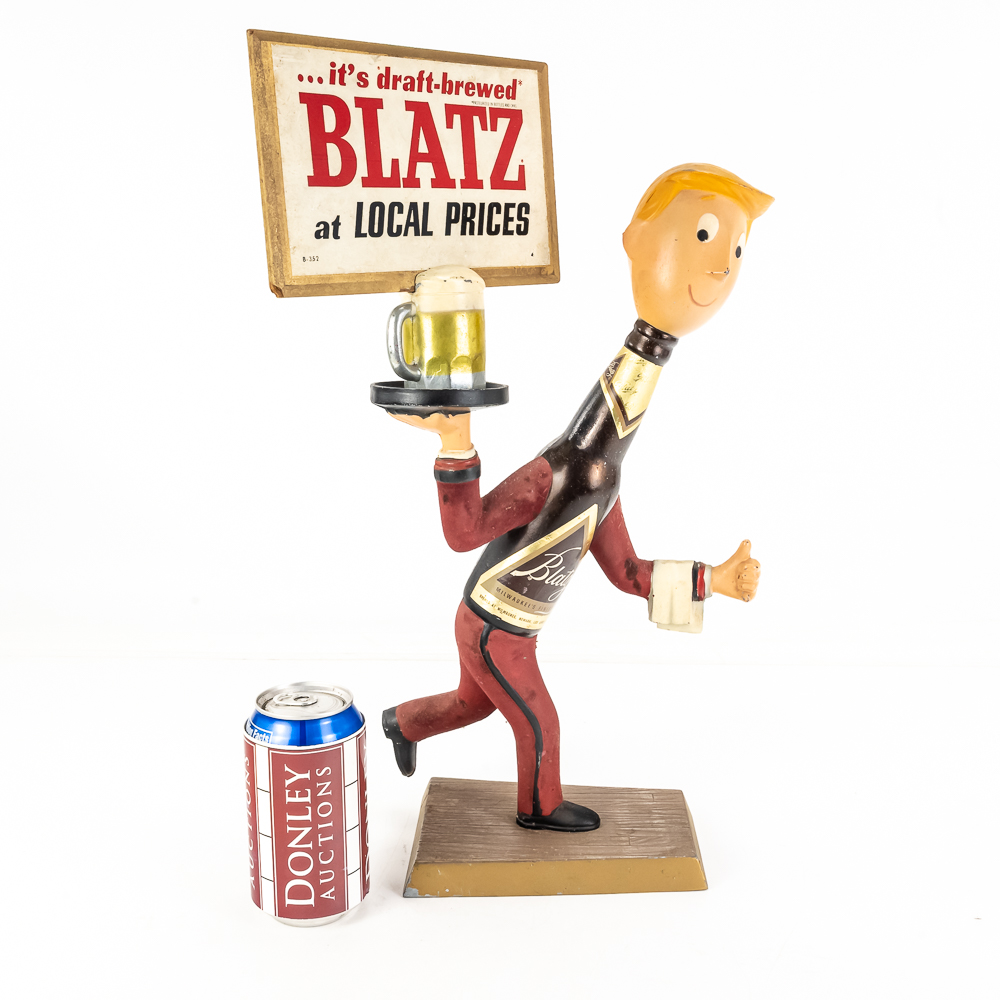 Vintage Blatz Beer Running Waiter Display Statue