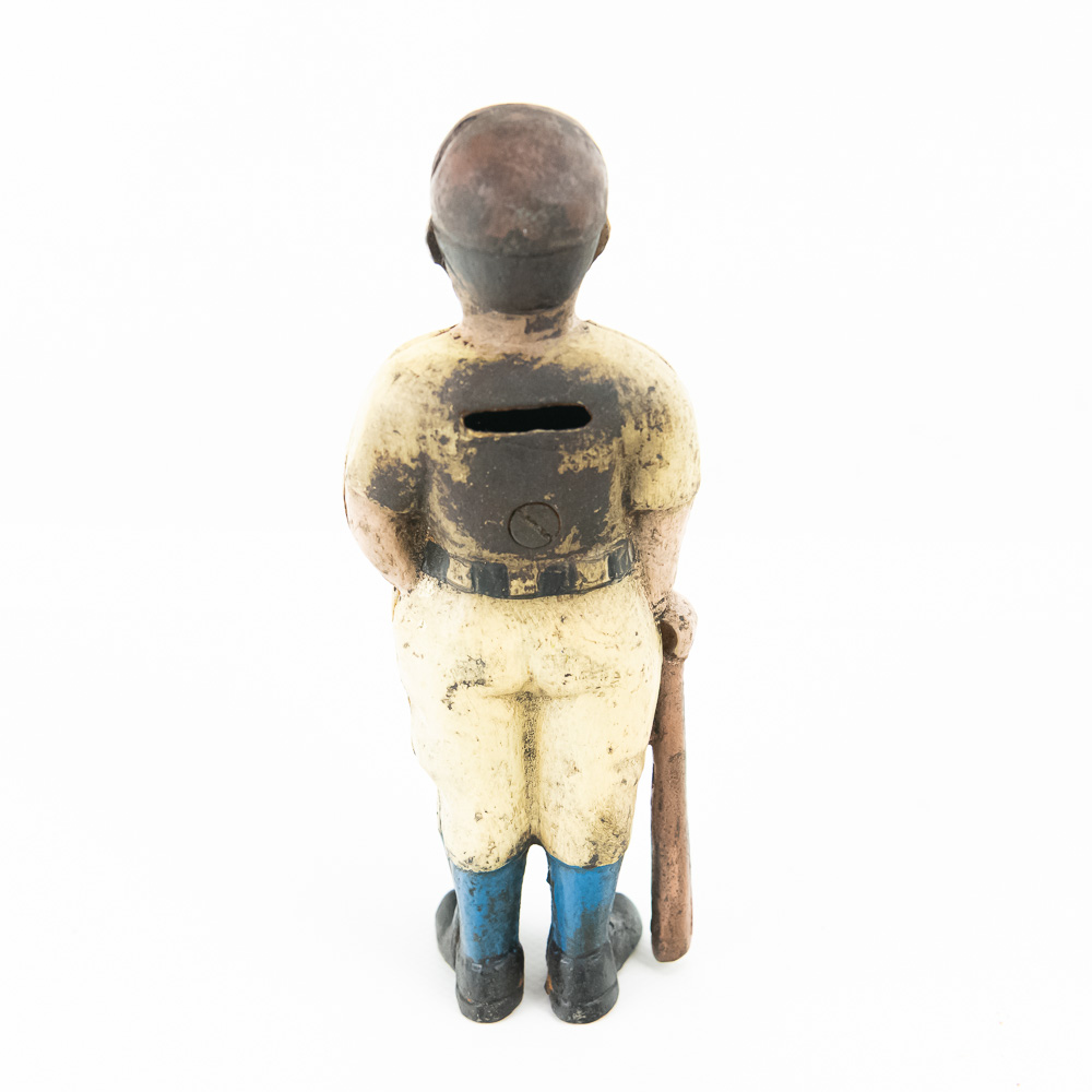 Hubley Cast Iron Race Car and Slugger Still Bank