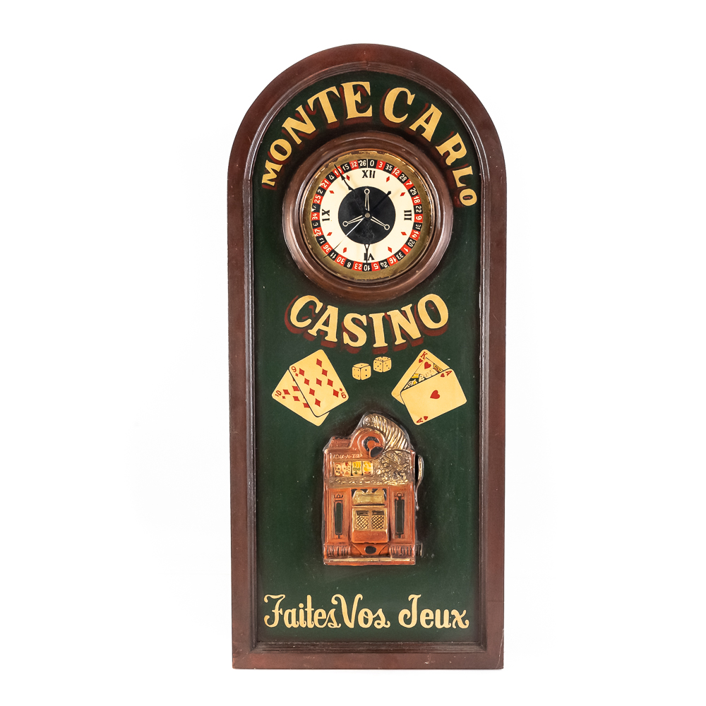 Vintage Monte Carlo Casino 3D Wall Clock Sign