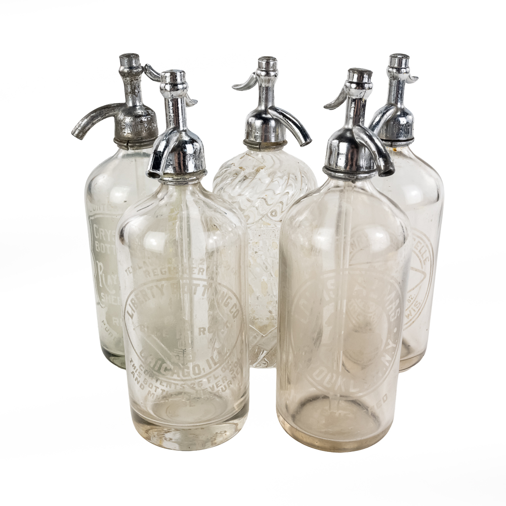 (5) Vintage Glass Seltzer Bottles