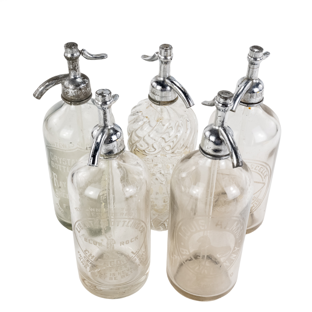 (5) Vintage Glass Seltzer Bottles