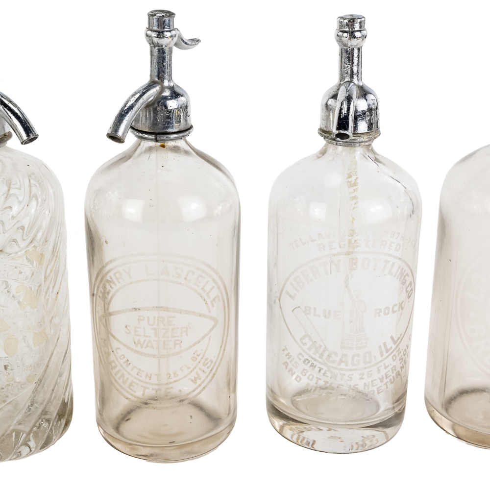 (5) Vintage Glass Seltzer Bottles