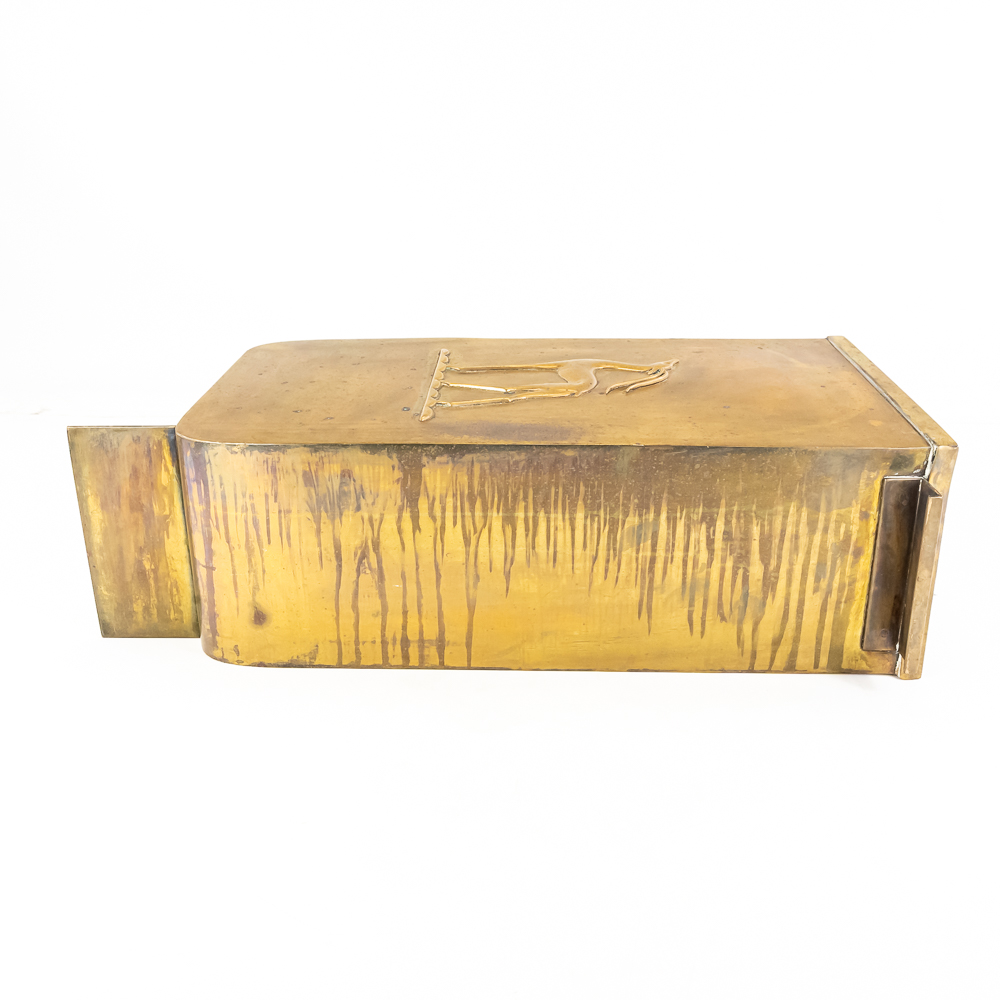Vintage Art Deco Gazelle Brass Wall Pocket Bin
