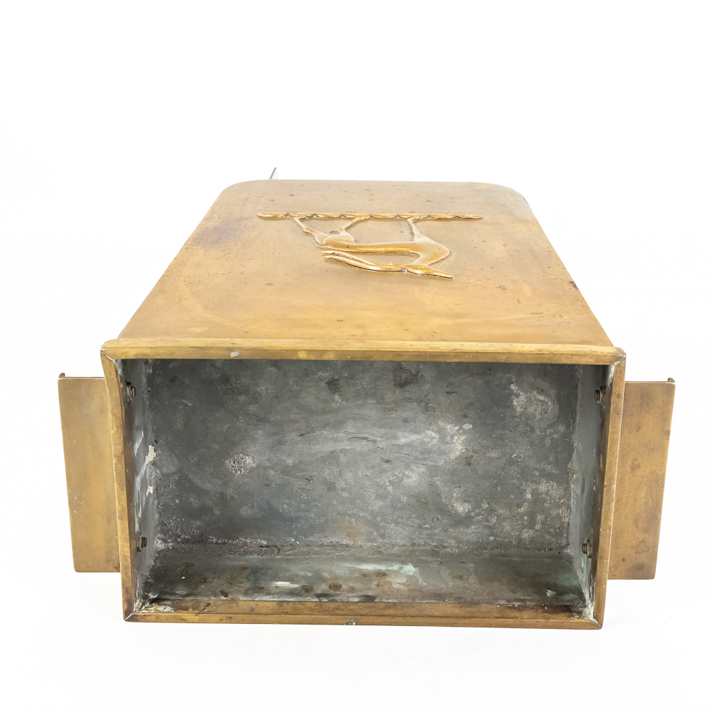 Vintage Art Deco Gazelle Brass Wall Pocket Bin