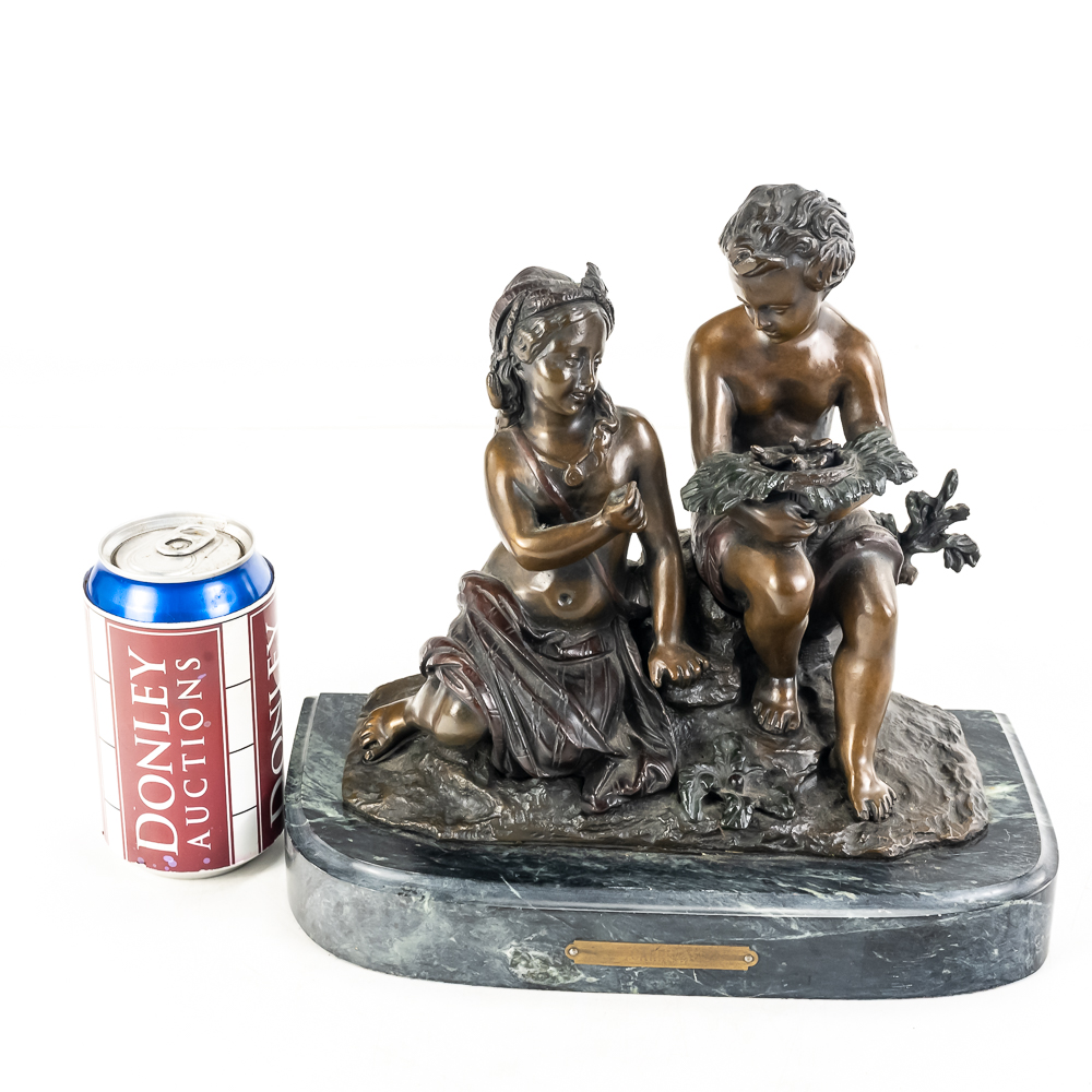 "Two Kids and a Nest" Bronze Sculpture