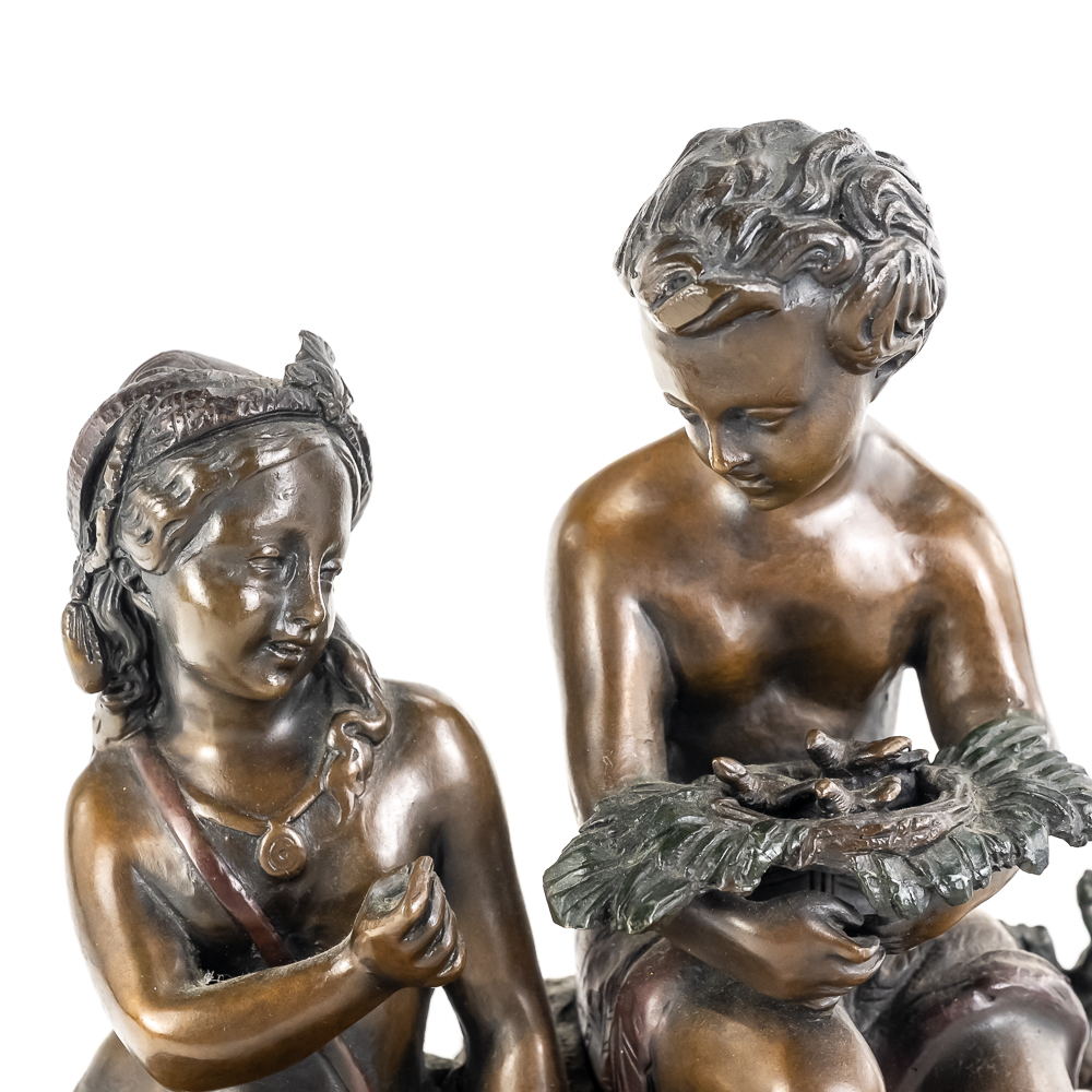 "Two Kids and a Nest" Bronze Sculpture