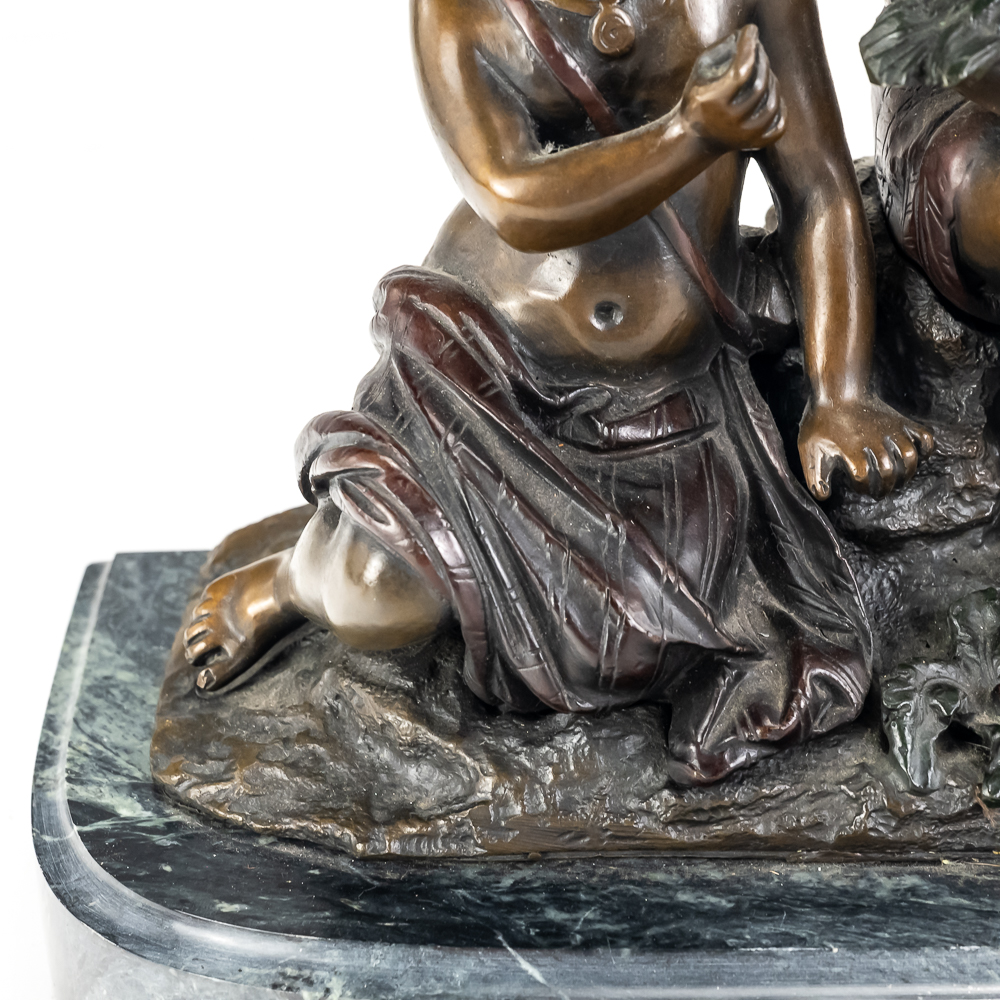 "Two Kids and a Nest" Bronze Sculpture