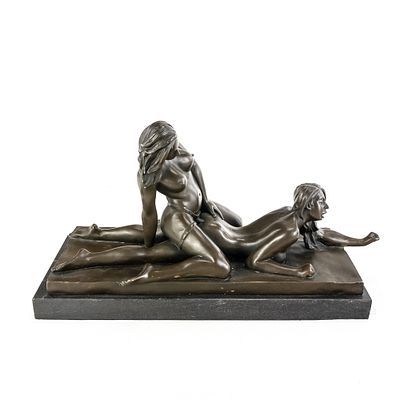 "Two Lovers" Mavchi Erotic Bronze Sculpture by artist J. Mavchi using the lost wax process 