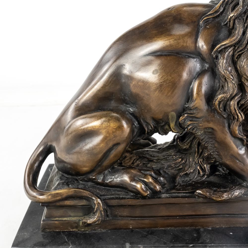 "Lion and Boar" Bronze Sculpture
