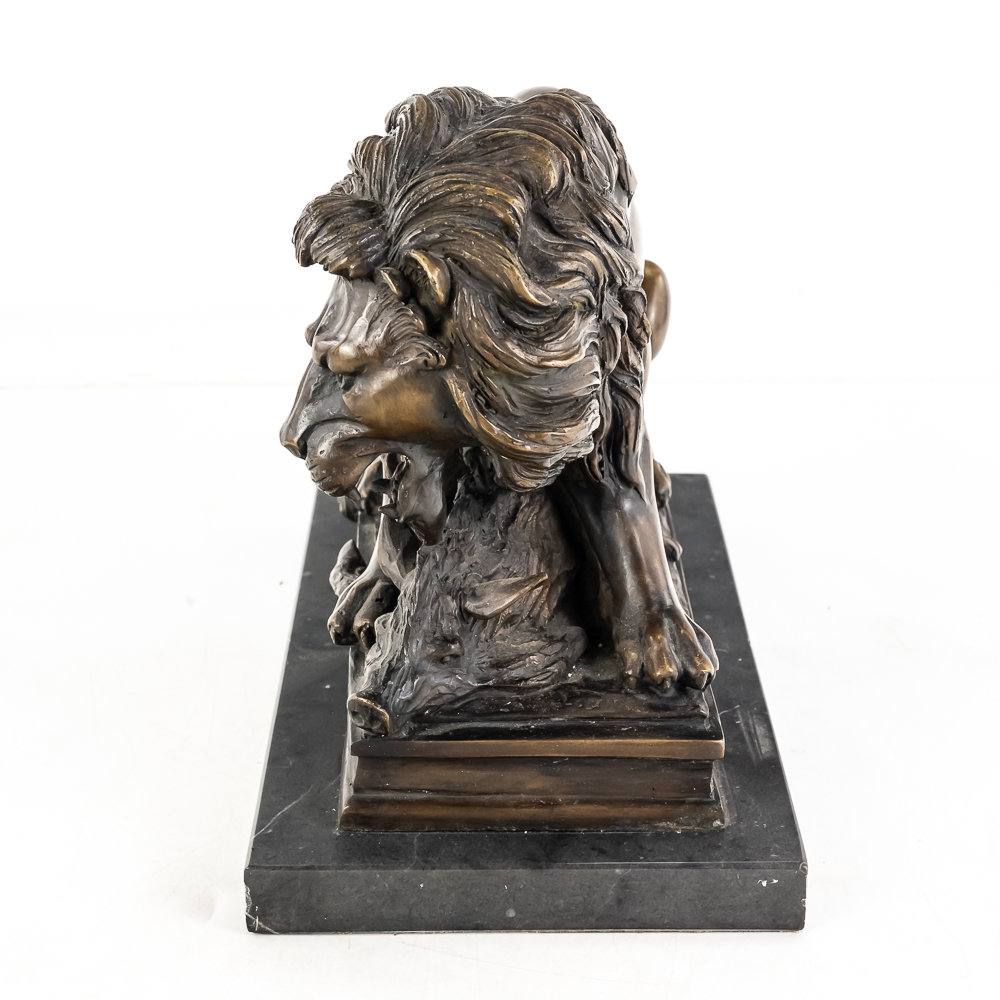 "Lion and Boar" Bronze Sculpture