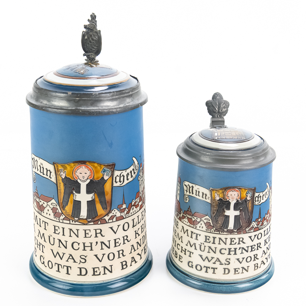 2 Antique Mettlach German Steins