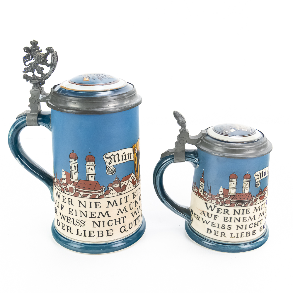 2 Antique Mettlach German Steins