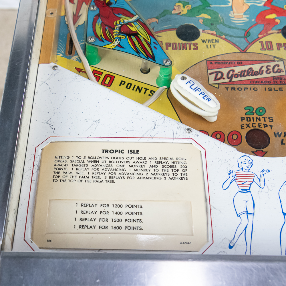 1962 Gottlieb "Tropic Isle" Pinball Machine