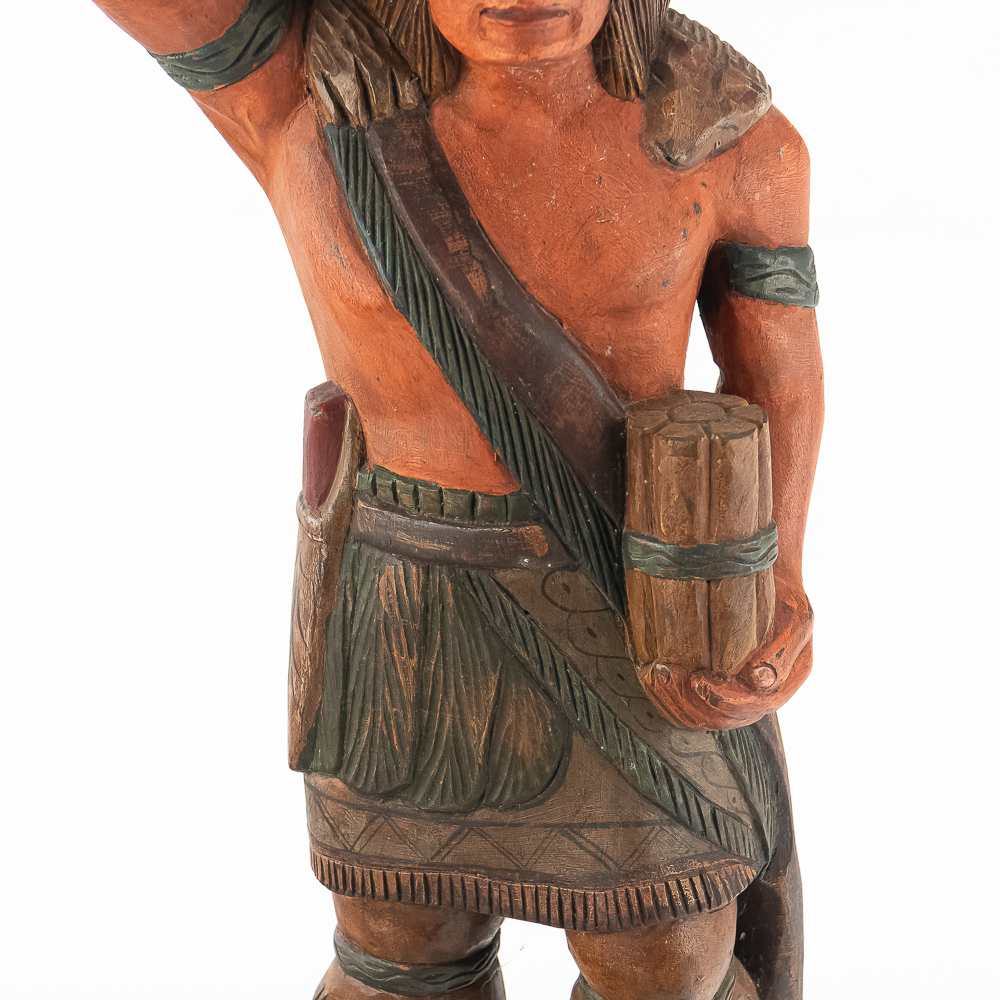 Hand-Carved Wooden Cigar Store Indian Statue
