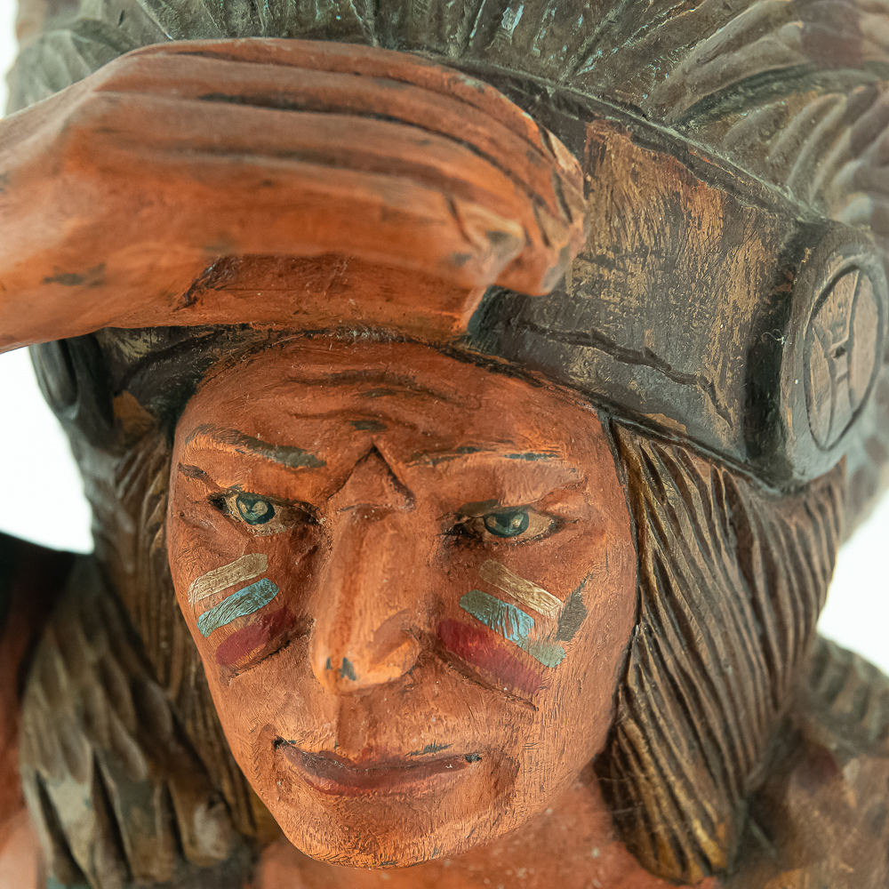 Hand-Carved Wooden Cigar Store Indian Statue