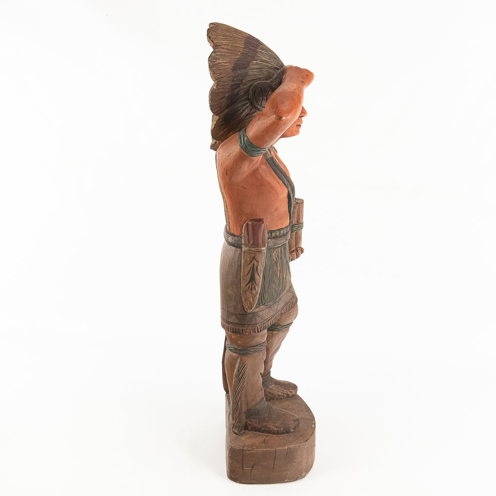 Hand-Carved Wooden Cigar Store Indian Statue