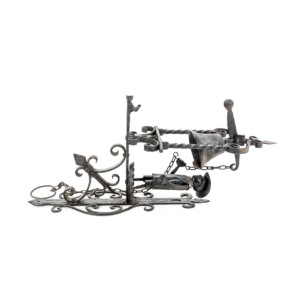 Antique Wrought Iron Pull-Chain Door Bell