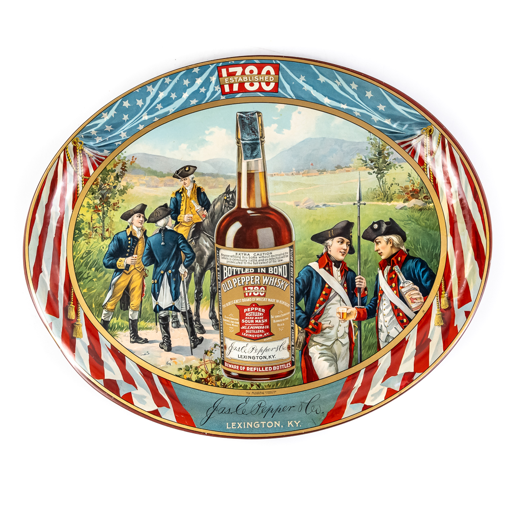 Authentic Old Pepper Whiskey Advertising Tray