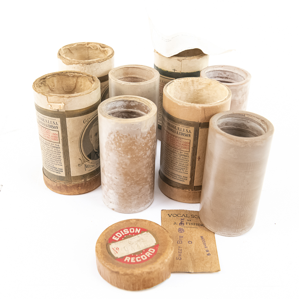 Four Brown Wax Phonograph Cylinders