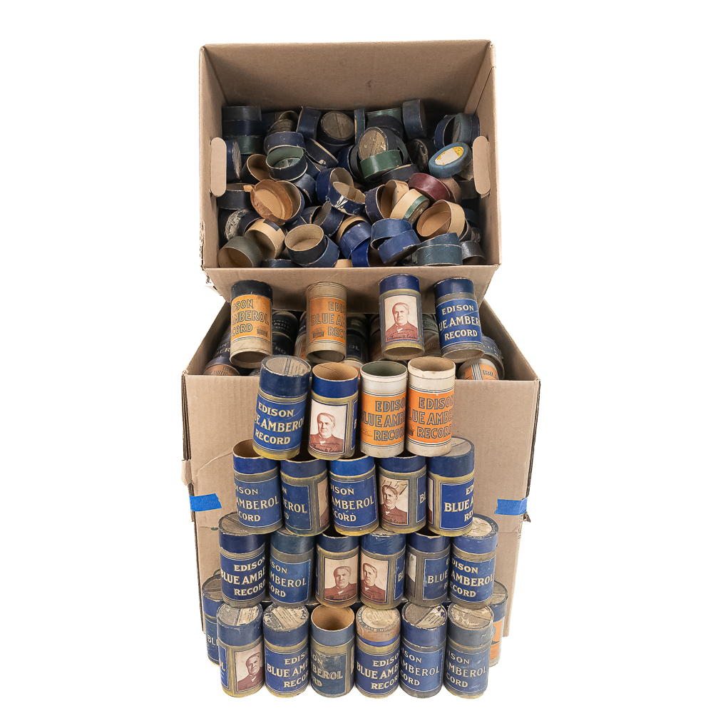 Edison Blue Amberol Cylinder Containers
