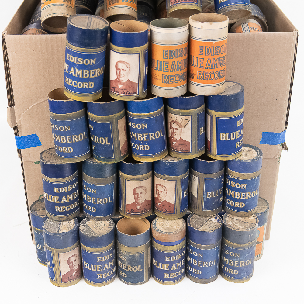 Edison Blue Amberol Cylinder Containers