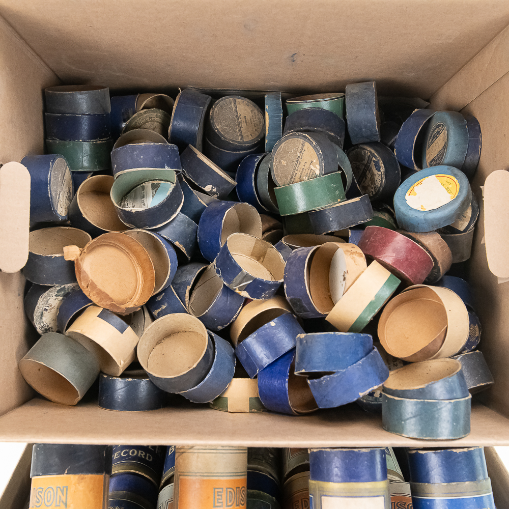 Edison Blue Amberol Cylinder Containers