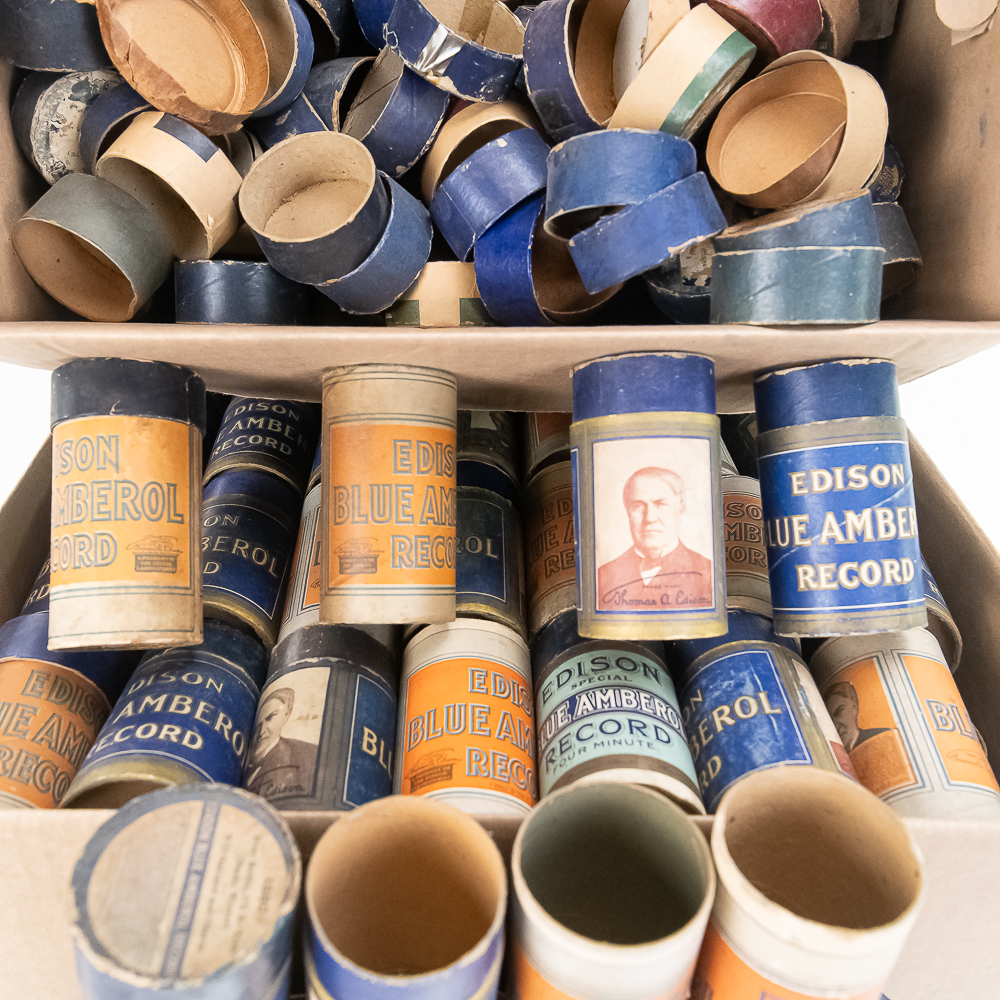 Edison Blue Amberol Cylinder Containers