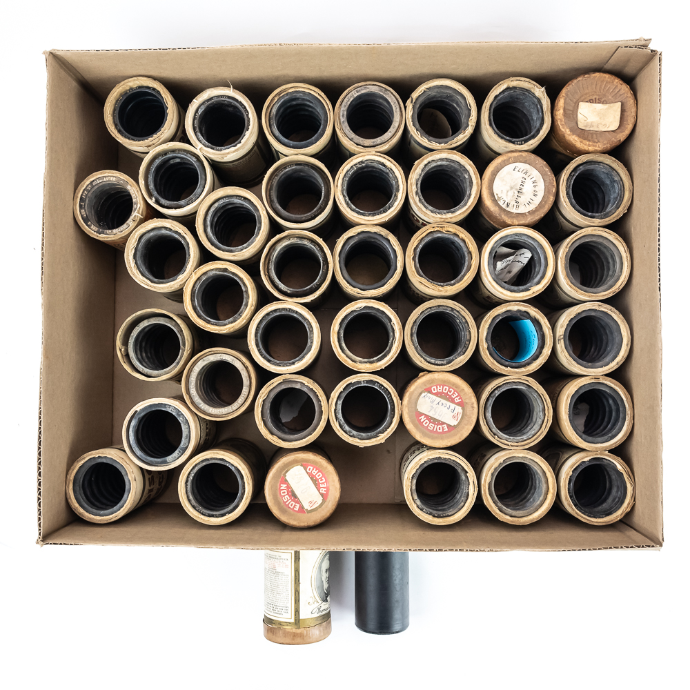 42 Vintage Black Wax Cylinder Records