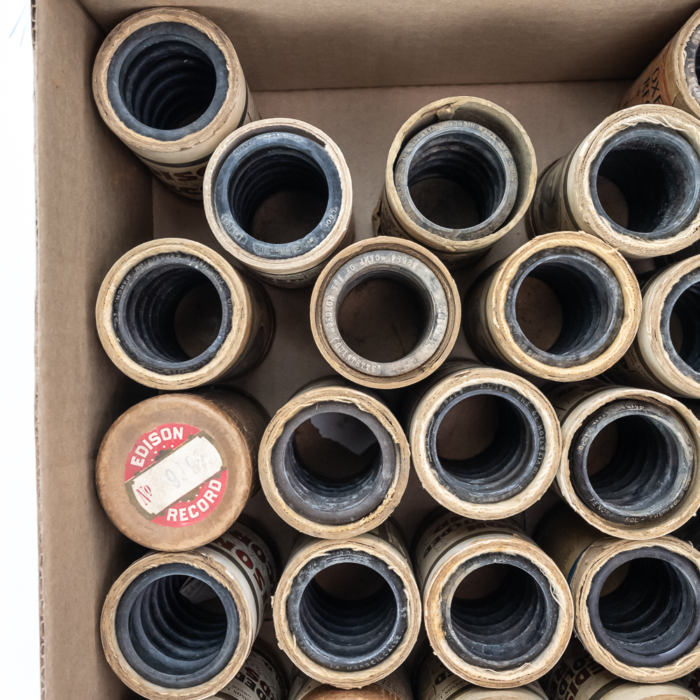 42 Vintage Black Wax Cylinder Records