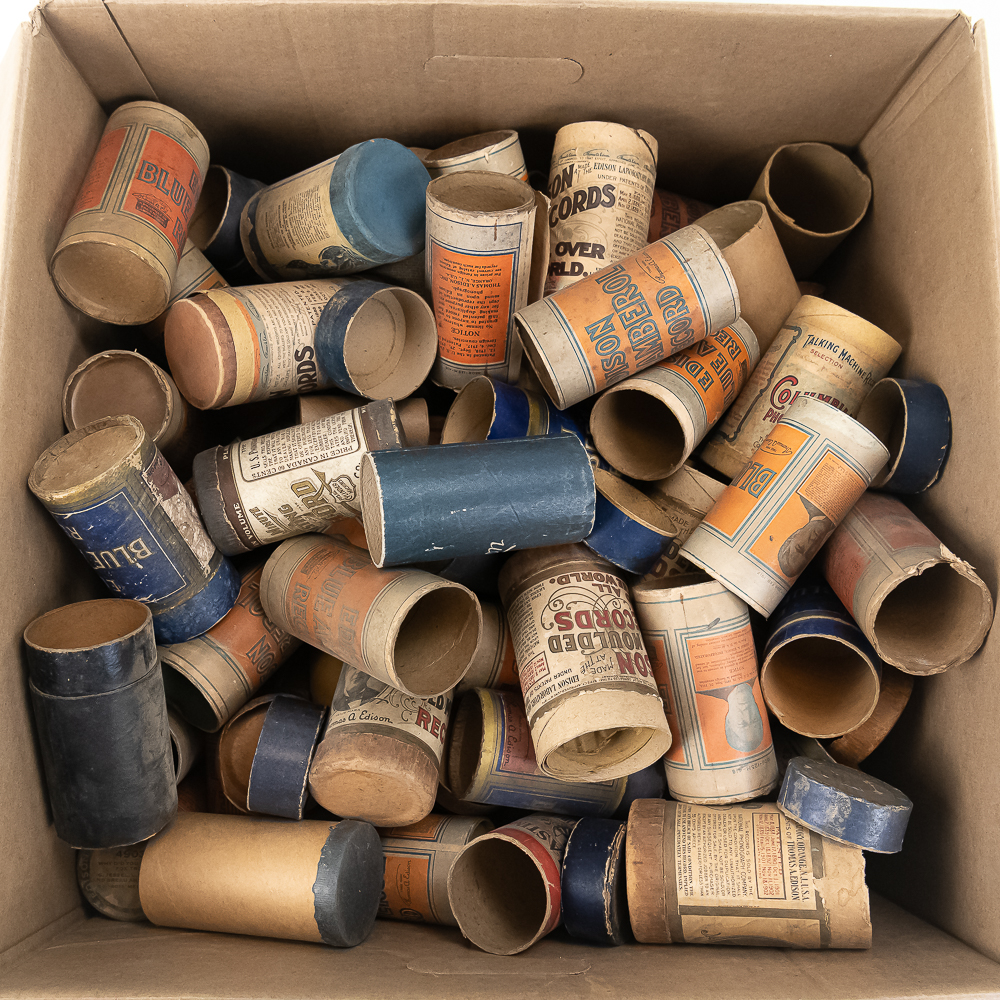 Lot of Empty Cylinder Record Boxes and Lids